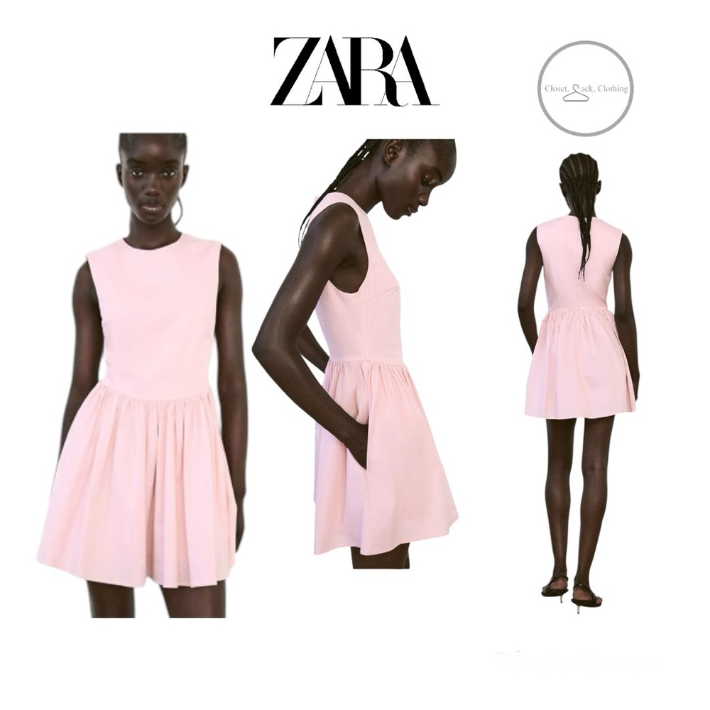 ZARA Pink Gabardine Mini Dress Size Small blogger favorite